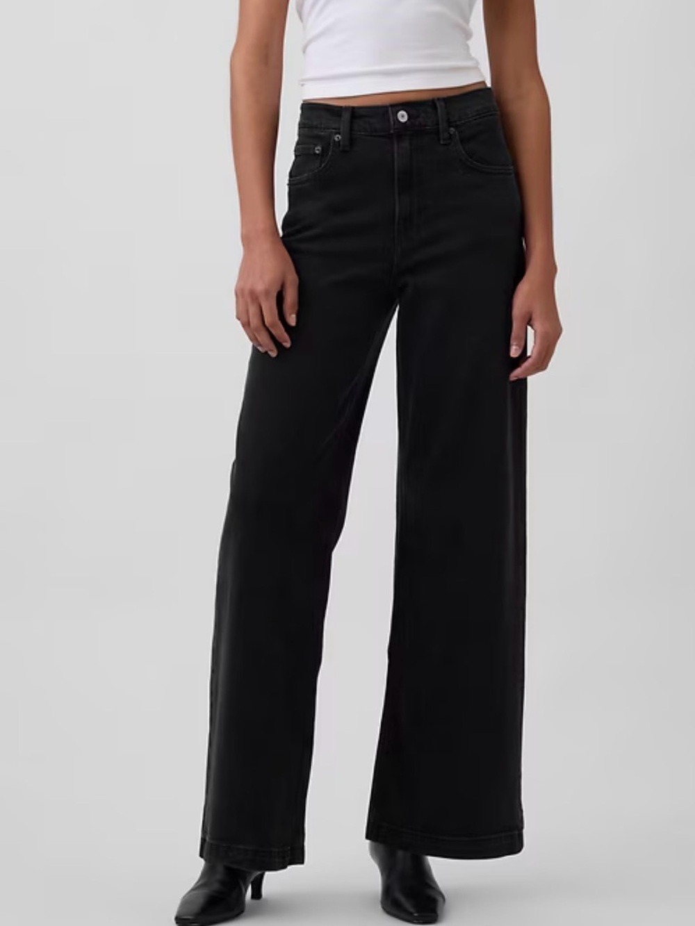 GAP BLACK  HIGH RISE STRIDE WIDE-LEG JEANS  WOMENS SZ 30